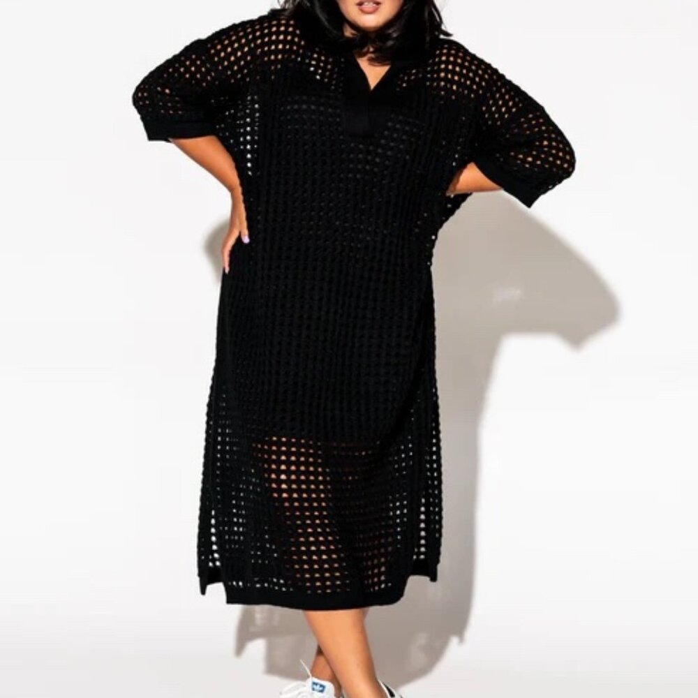 Dressed in LALA Be Bold Oversized Knit Dress + Slip in Black